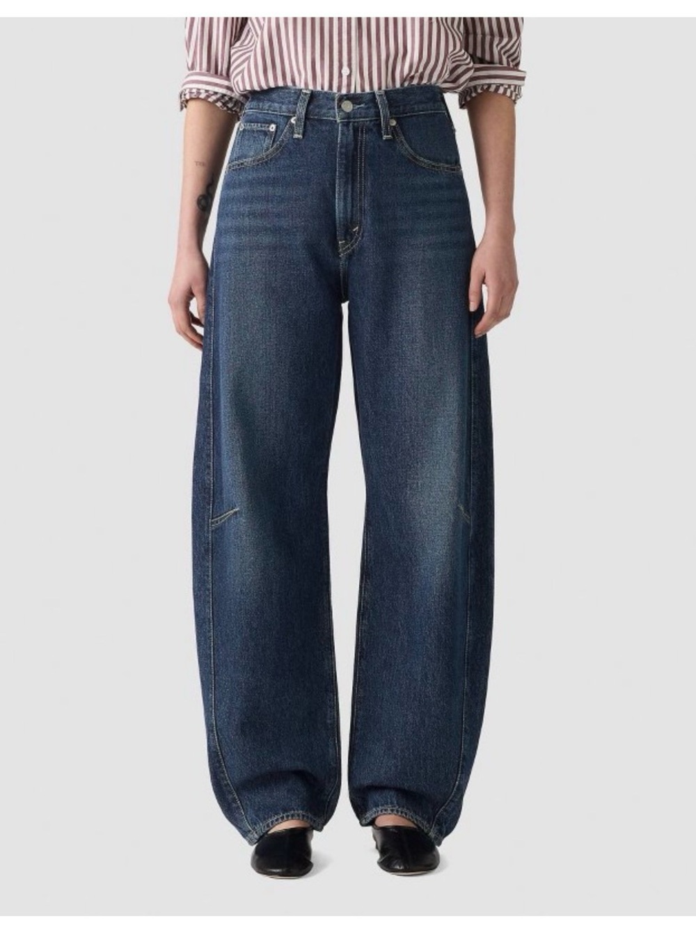 Wide-Leg Dark Blue Women's Jeans